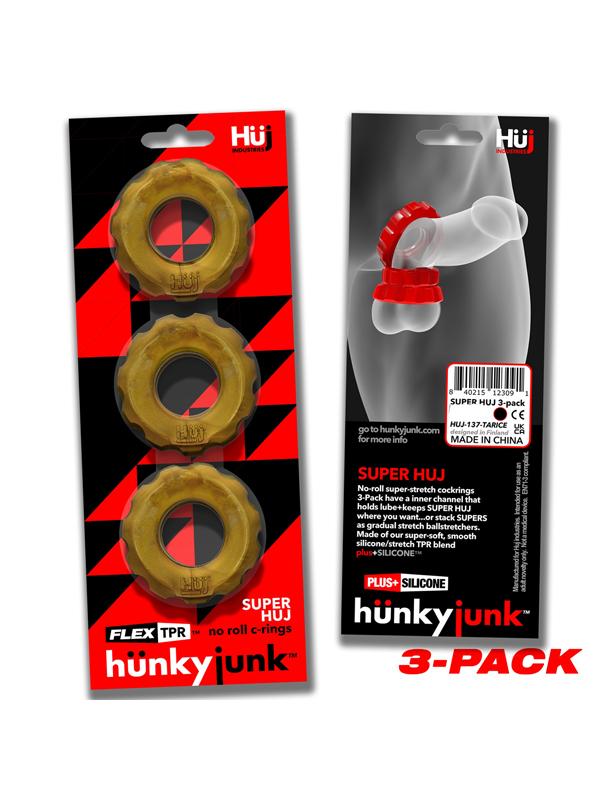 Hunkyjunk Super Huj 3-Pack Cock Rings Bronze Metallic Cock Ring Sets