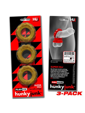 Hunkyjunk Super Huj 3-Pack Cock Rings Bronze Metallic - Cock Ring Sets