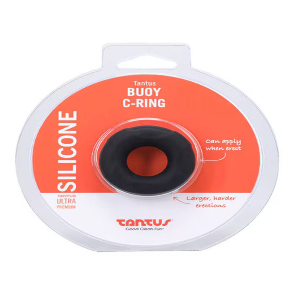 Tantus Buoy Stretchy Silicone Cock Ring Onyx Stretchy Cock Rings