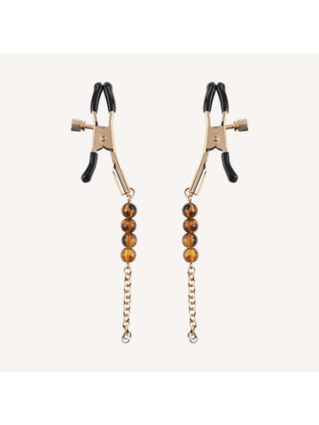 Sportsheets Amber Beaded Nipple Clamps - Nipple and Clit Clamps