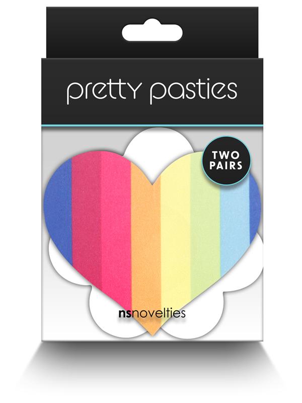 NS Novelties Pretty Pasties Pride Heart and Flower Rainbow Nipple Cover 2 Pairs Breast and Nipple Toys