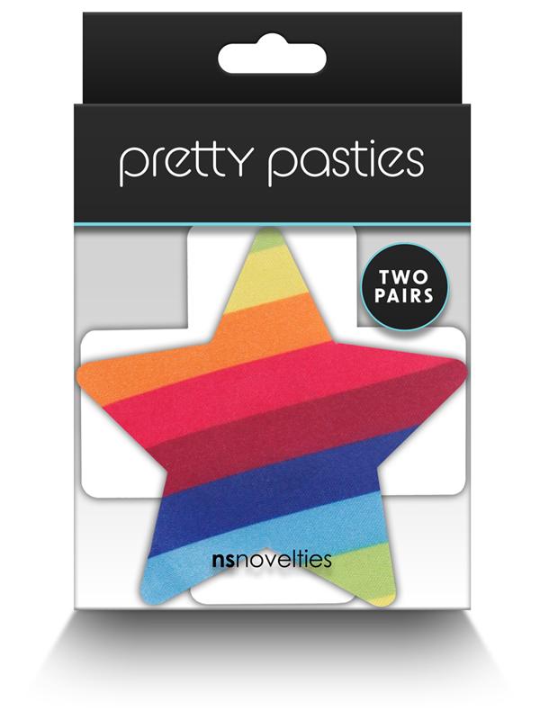 NS Novelties Pretty Pasties Pride Cross and Star Rainbow Nipple Cover 2 Pairs Breast and Nipple Toys