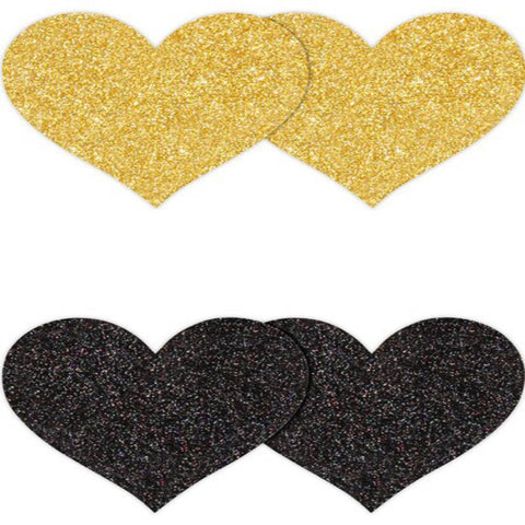 NS Novelties Pretty Glitter Hearts Shape Nipple Pasties 2 Pair - Breast and Nipple Toys