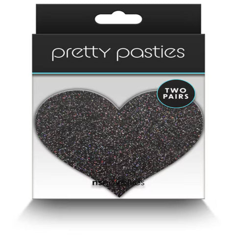 NS Novelties Pretty Glitter Hearts Shape Nipple Pasties 2 Pair - Breast and Nipple Toys