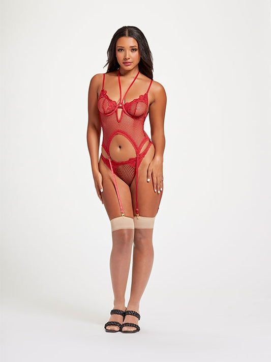 Seven Til Midnight Nothing But Net Two Piece Camidoll Set One Size Red - Babydolls and Chemises