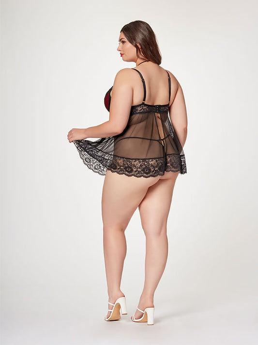 Seven Til Midnight The Romantic Two Piece Womens Babydoll Set 3X / 4X - BabyDolls And Chemises