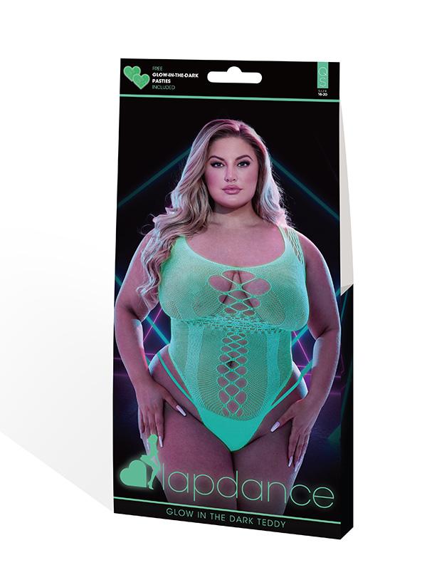 Lapdance Lingerie Glow In The Dark High Cut Teddy Queen Teddies and Bodysuits