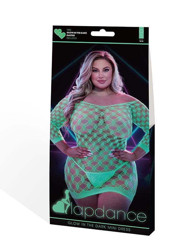 Lapdance Lingerie Glow In The Dark Mini Dress with Sleeves Queen Teddies and Bodysuits