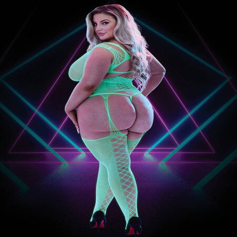 Lapdance Lingerie Glow In The Dark Fishnet Keyhole Bodystocking - Body Stockings