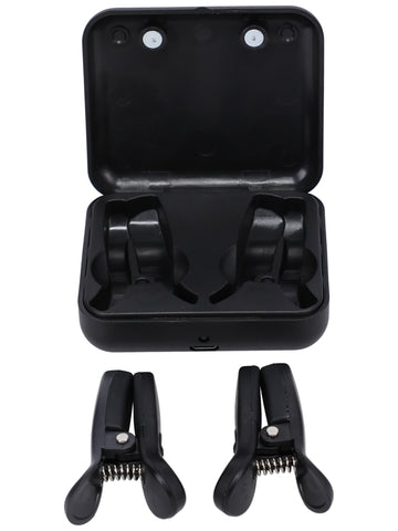 Kink Merci Vibro Grippers Vibrating Nipple Clamps Rechargeable With Case Black - Nipple and Clit Clamps