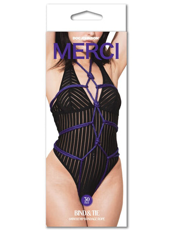 Kink Merci Bind and Tie 6mm Bondage Rope 30 Feet Violet - Cuffs and Restraints