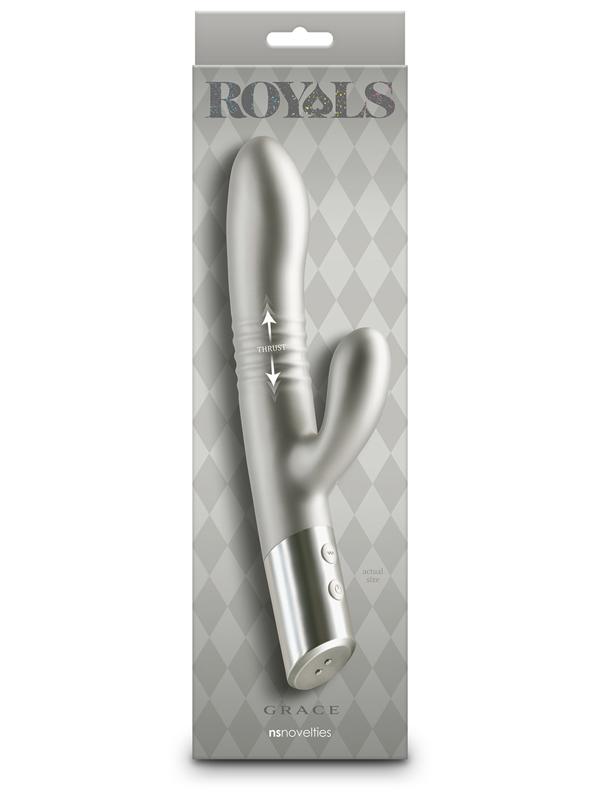 NS Novelties Royals Grace Recharable Rabbit Vibrator Metallic Champagne Rabbit Vibrators