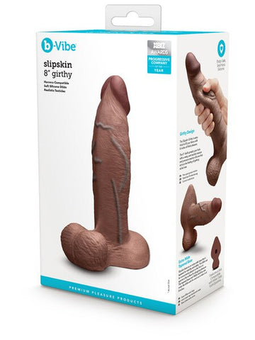 B-Vibe Slipskin Realistic Silicone Dildo Girthy 8 Inch - Realistic Dildos