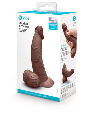 B-Vibe Slipskin Curved Realistic Silicone Dildo 6.5 Inch - Realistic Dildos