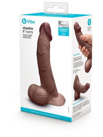 B-Vibe Slipskin Curved Realistic Silicone Dildo 8 Inch - Realistic Dildos