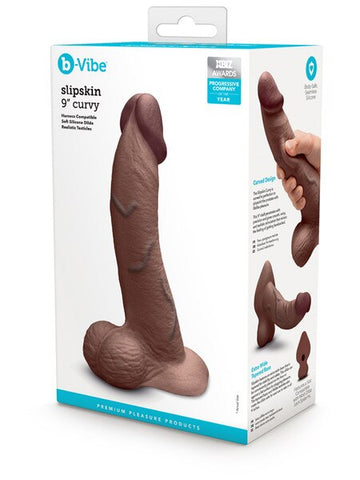 B-Vibe Slipskin 9 Inch Curved Realistic Silicone Dildo - Realistic Dildos