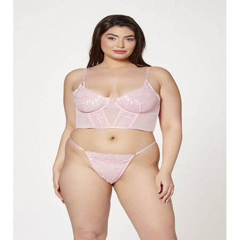 Seven Til Midnight 2 Piece Bustier And Thong Panty Set Pink - Bustiers and Corsets