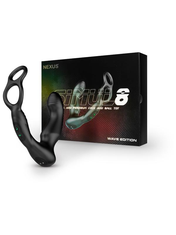 Nexus SIMUL8 Wave Edition Dual Motor Anal Cock And Ball Toy Black Ball and Cock Toys