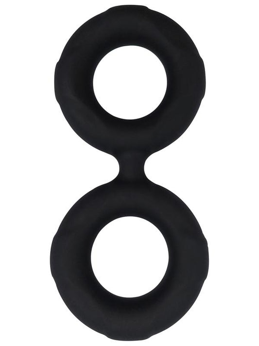 Playful Nero Liquid Silicone Connected Cock Ring - Silicone Cock Rings