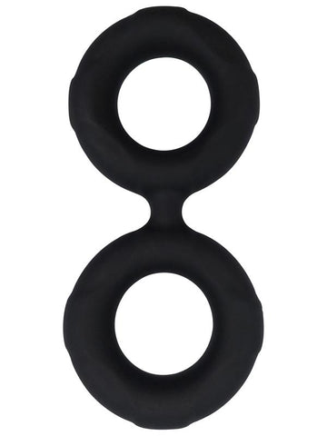 Playful Nero Liquid Silicone Connected Cock Ring - Silicone Cock Rings