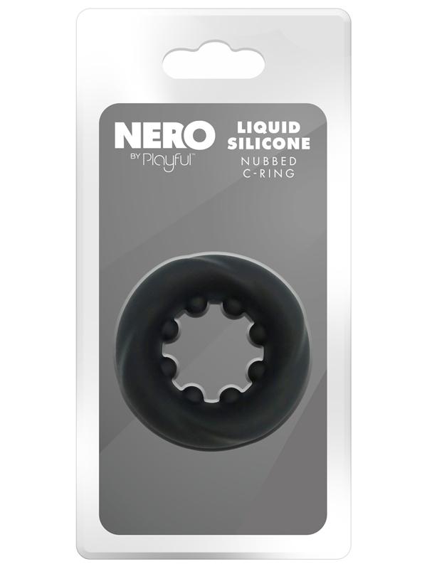 Playful Nero Liquid Silicone Nubbed Cock Ring Silicone Cock Rings