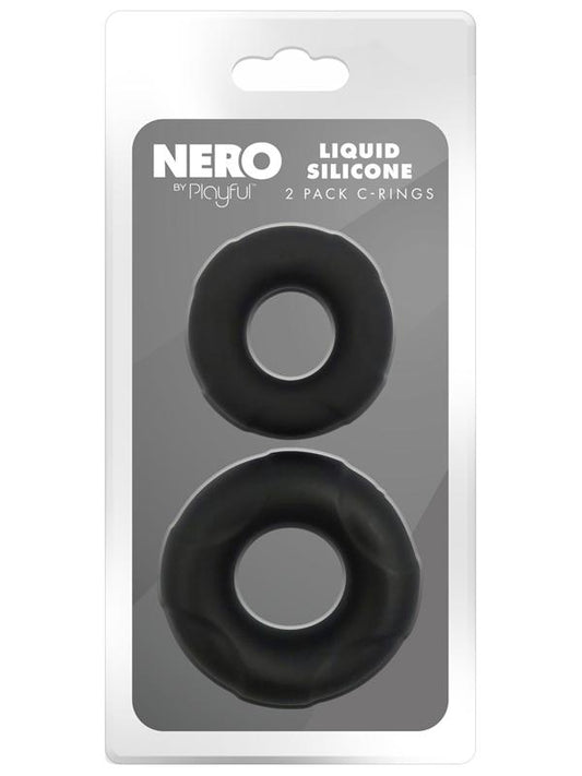 Playful Nero Liquid Silicone 2 Pack Cock Rings - Silicone Cock Rings