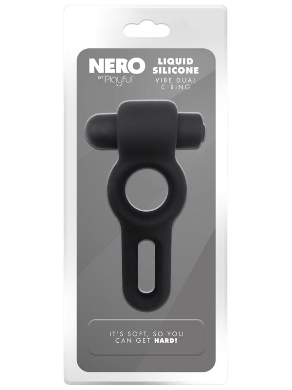 Playful Nero Liquid Silicone Vibe Dual Cock Ring Silicone Cock Rings