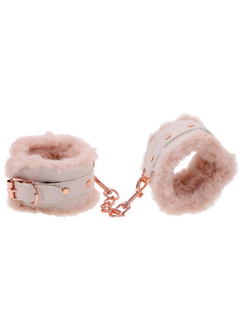 Sex and Mischief Peaches N Creame Fur Bondage Handcuffs - Cuffs And Restraints