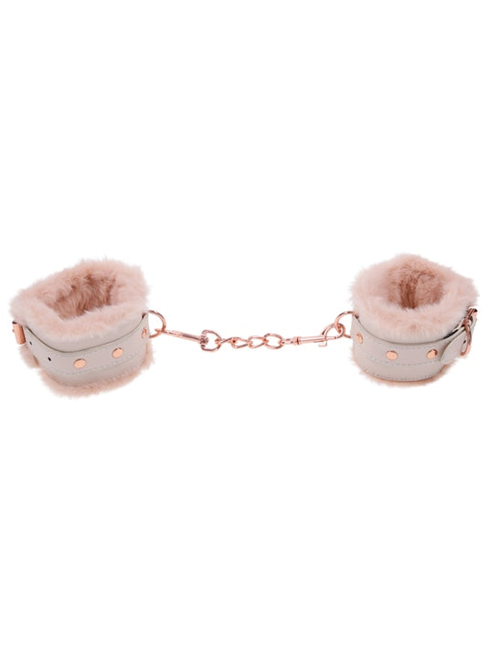 Sex and Mischief Peaches N Creame Fur Bondage Handcuffs - Cuffs And Restraints