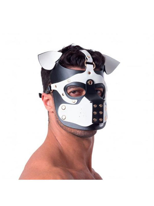 Sport Fucker One Size Bondage Play Pup Hood Black / White Bondage Hoods
