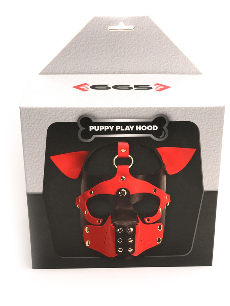 Sport Fucker Playful Pup BDSM Hood BLK/RED/WHT O/S Bondage Hoods