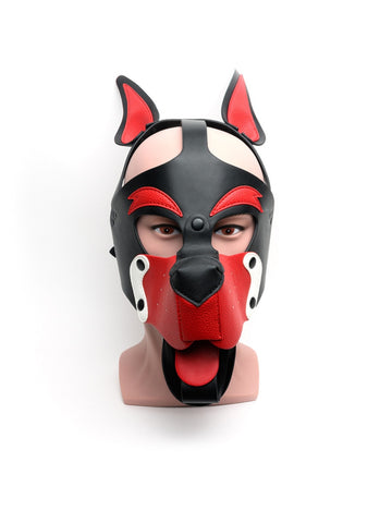 Sport Fucker Playful Pup BDSM Hood BLK/RED/WHT O/S - Bondage Hoods