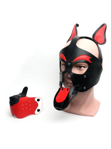 Sport Fucker Playful Pup BDSM Hood BLK/RED/WHT O/S - Bondage Hoods