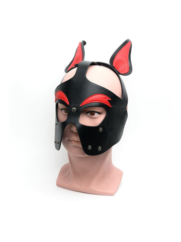 Sport Fucker Playful Pup BDSM Hood BLK/RED/WHT O/S - Bondage Hoods
