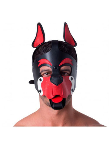 Sport Fucker Playful Pup BDSM Hood BLK/RED/WHT O/S - Bondage Hoods