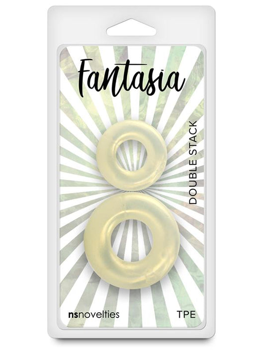 NS Novelties Fantasia Double Stack Cock Rings Set Amber - Cock Ring Sets