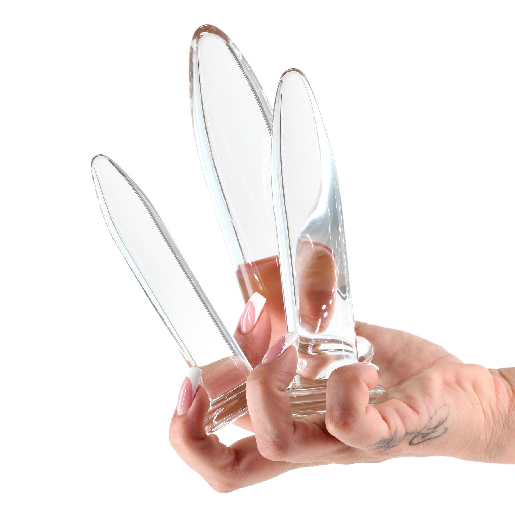 NS Novelties Crystal 3 Piece Anal Trainer Kit Clear Butt Plugs