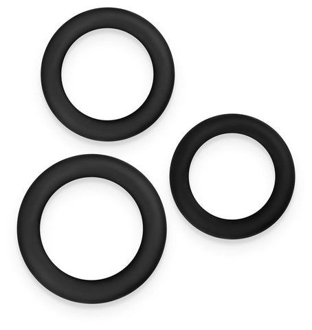 Renegade 3 Piece Slim Stretchy Cock Rings Black - Cock Ring Sets