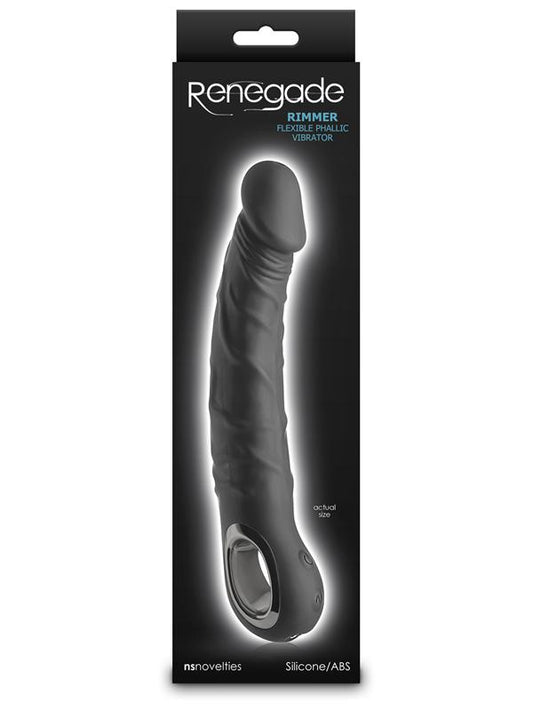 Renegade Rimmer Vibrating Dong With Handle Black - Vibrating Dildos