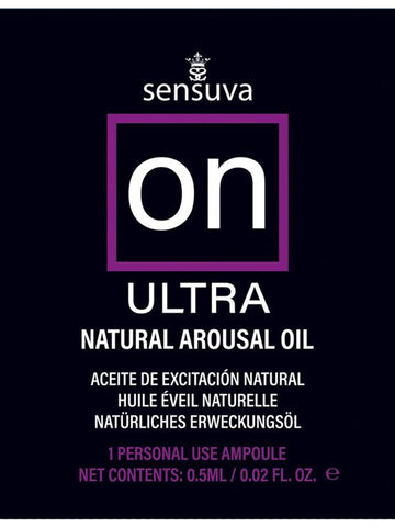 Sensuva On Ultra Arousal Massage Oil Single Use Ampoule Packet - Massage Oils and Lubricants