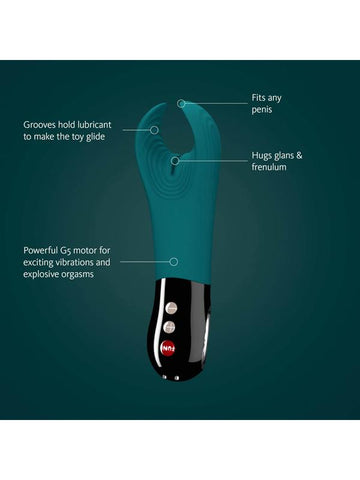 Fun Factory Manta Vibrating Stroker Deep Sea Blue/Black - Masturbators and Strokers