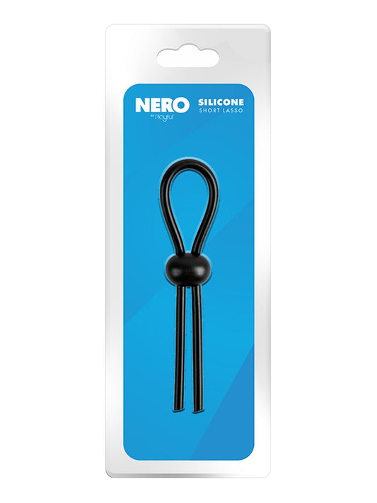 Playful Nero Adjustable Silicone Short Lasso Cock Ring - Stretchy Cock Rings