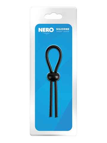 Playful Nero Adjustable Silicone Short Lasso Cock Ring - Stretchy Cock Rings