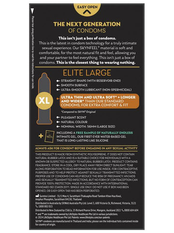 Skyn Elite Soft & Comfortable Large Condoms 10 Pack - Condoms