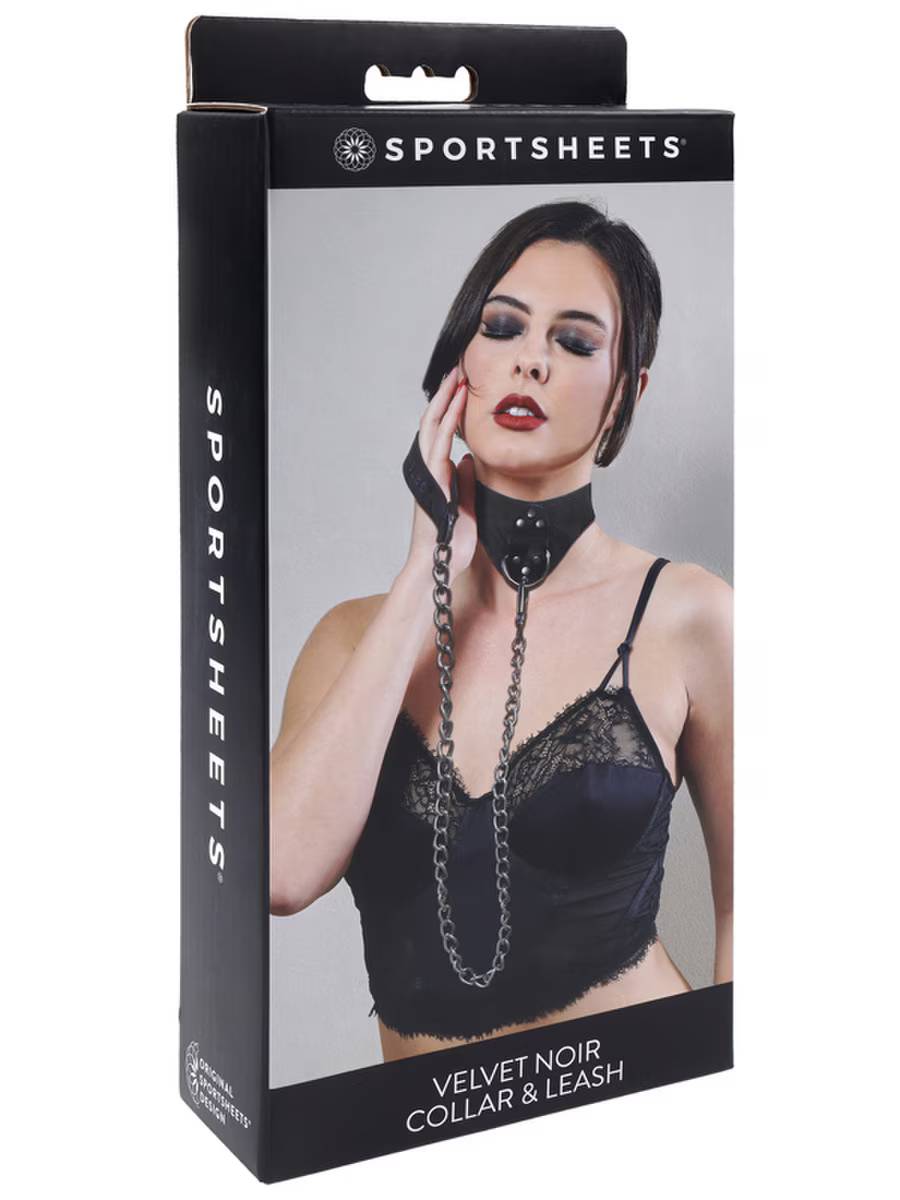 Sportsheets Velvet Noir Bondage Collar and Leash Collars and Leads