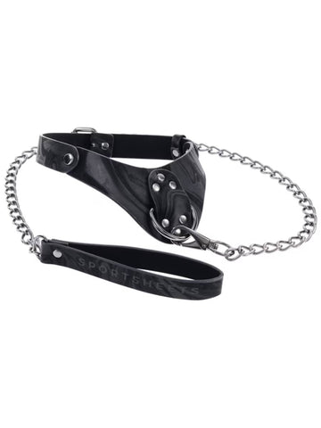 Sportsheets Velvet Noir Bondage Collar and Leash - Collars and Leads