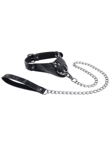 Sportsheets Velvet Noir Bondage Collar and Leash - Collars and Leads
