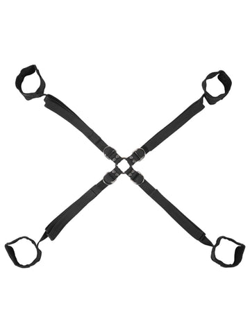 Sportsheets Velvet Noir Adjustable Hog Tie and Cuff Set - Cuffs And Restraints