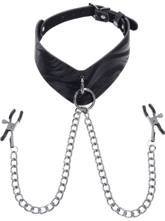 Sportsheets Velvet Noir Collar and Removable Clamps Collars and Leads