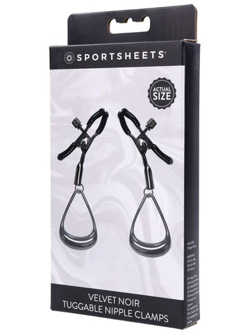 Sportsheets Velvet Noir Tuggable Nipple Clamps - Nipple and Clit Clamps